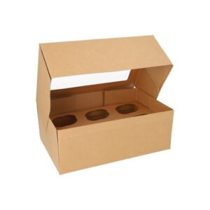 Caja cupcake kraft c/ventana  10x27x17.5cm 25 Un